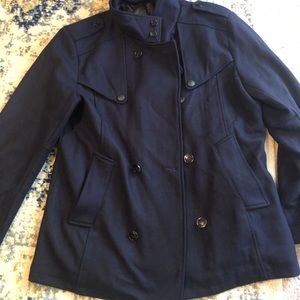 Men’s navy wool classic pea coat